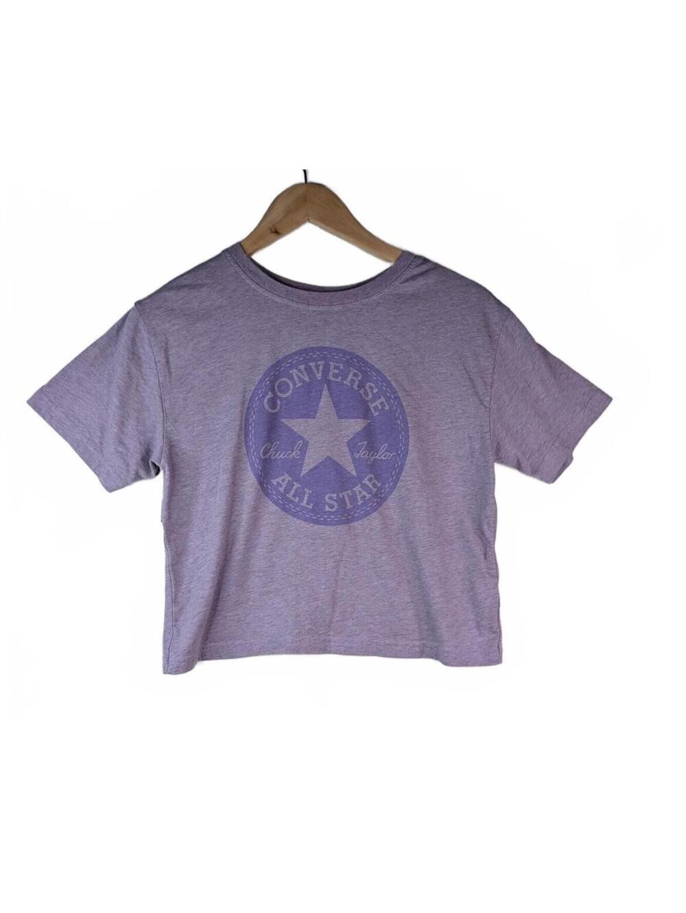 Converse All Star Purple Heather Short Sleeve Crop‎ Graphic Tee Youth Size L